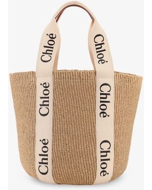 Chloé Woody Rafia Shoulder Bag - Natural