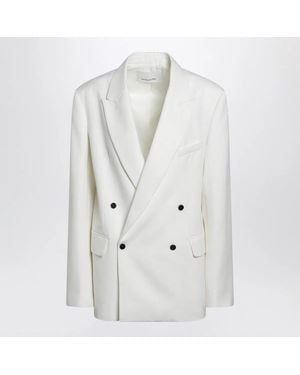 Frankie Shop Double-Breasted Wool-Blend Jacket - White