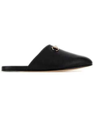 Gucci Horsebit Leather Mules - Black