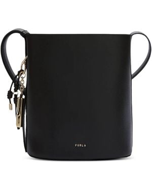 Furla Roxie" Ares Leather Small Bucket Bag - Black