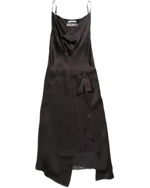Acne Studios Lace-Trimmed Ruffled Midi Dress - Black