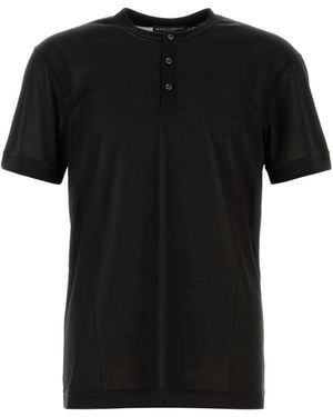 Dolce & Gabbana Solid Henley T-Shirt - Black