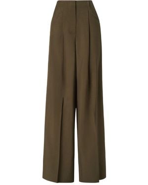 Fendi Wool Wide-Leg Trousers - Green