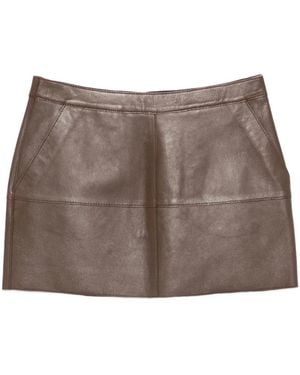 P.A.R.O.S.H. Leather Mini Skirt - Brown