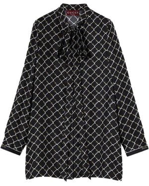 Gucci Printed Silk Twill Dress - Black