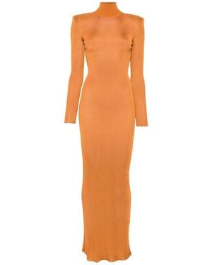Self-Portrait Viscose Knit Maxi Dress - Orange