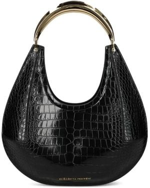 Elisabetta Franchi Medium Jewel-Handle Tote Bag - Black