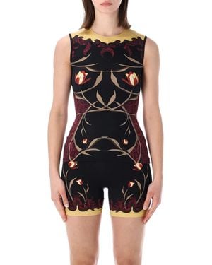 Marine Serre Top Flower Print - Black