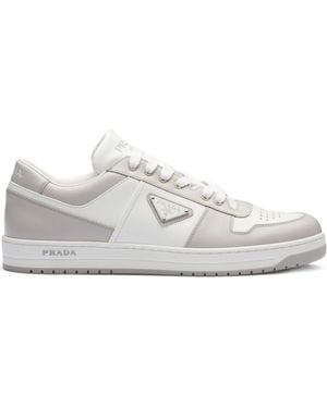 Prada Downtown Leather Paneled Sneakers - White