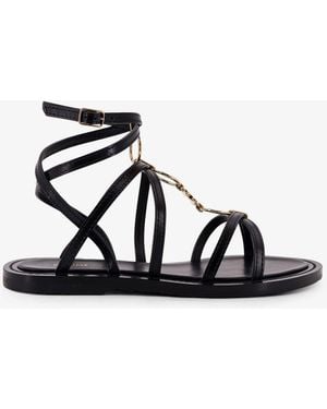 Celine Clea Strappy Leather Sandal in Brown | Lyst