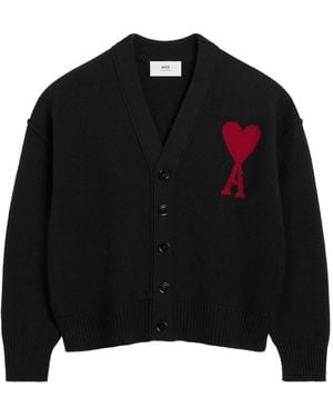 Ami Paris Ami De Coeur Cardigan - Black