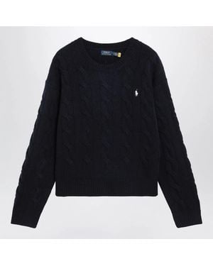 Polo Ralph Lauren Crewneck Cableknit Wool And Cashmere Jumper - Black