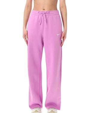 Nike Wide-Leg Fleece Trousers - Pink