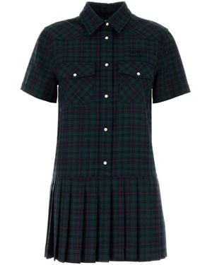 Miu Miu Embroidered Wool Mini Dress - Black