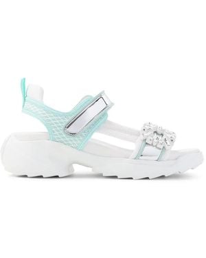 Roger Vivier Viv On The Run Leather Sandals - Blue