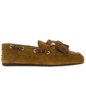 Miu Miu Deck Suede Loafers With Tassels - Green