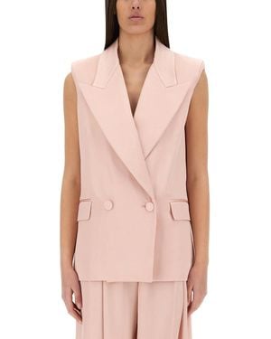 Nina Ricci Double-Breasted Sleeveless Jacket - Pink