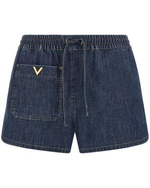 Valentino Garavani Chambray Denim Shorts - Blue