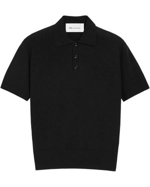 Ami Paris Knit Short Sleeves Polo - Black