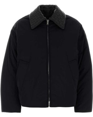Bottega Veneta Down Jacket With Intrecciato Collar - Black