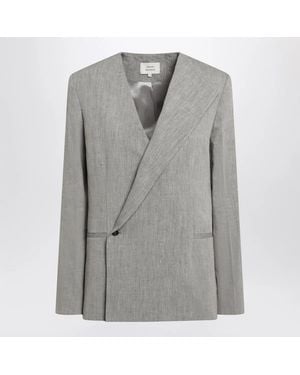 Loulou de Saison Suna Tailored Jacket With An Asymmetric Opening And Lapel - Gray