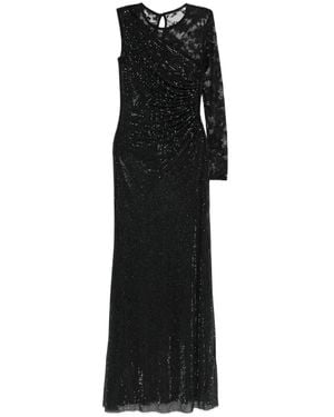 Self-Portrait Rhinestone Mesh And Lace Maxi Dress - Black