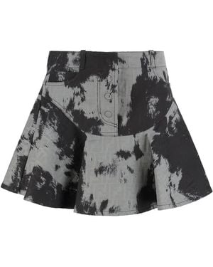 Fendi Denim Skirt Ff Jacquard Cotton - Black