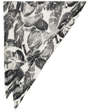 Alysi Printed Silk Foulard - White