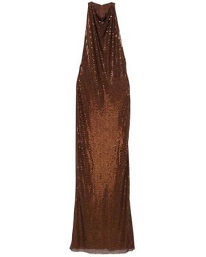 Self-Portrait Stretch Polyester Dress - Brown
