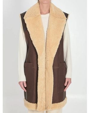 Bottega Veneta Shearling Long Vest - Natural