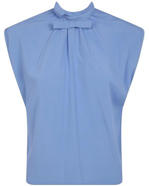DR. HOPE Silk Blend Bow Blouse - Blue
