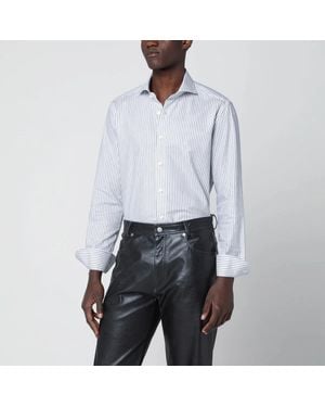 Xacus Striped Travel Shirt Tailor Fit - White