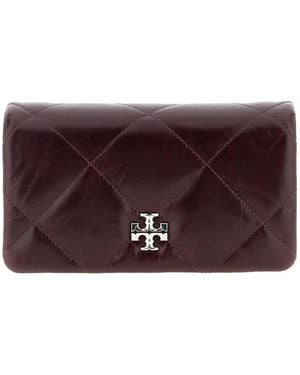Tory Burch Kira Leather Wallet On Chain - Purple