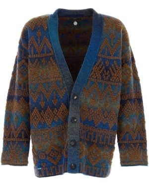 Alanui Embroidered Western Beat Oversize Cotton Blend Cardigan - Blue