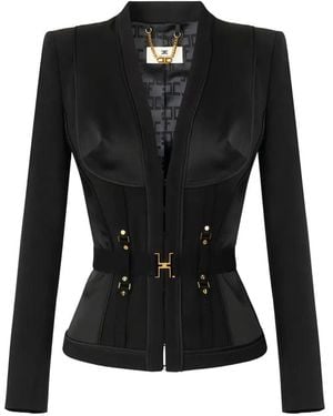 Elisabetta Franchi Bustier V-Neck Jacket - Black