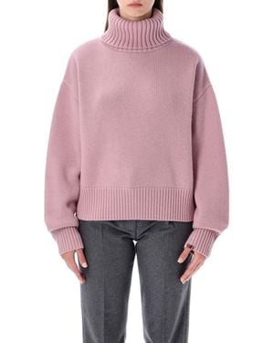 Extreme Cashmere N°434 Crop Xtra Cashmere Turtleneck Sweater - Pink