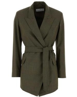 Max Mara Embroidered Wool Nasello Blazer - Green