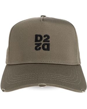 DSquared² Logo-Embroidered Distressed Baseball Cap - Green