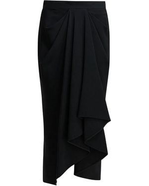 Givenchy Draped Crepe Cady Midi Skirt - Black