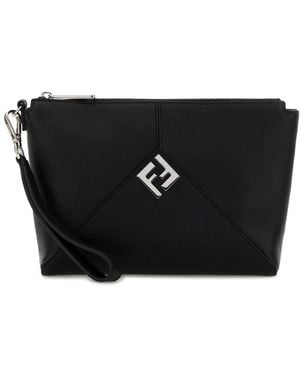 Fendi Leather Clutch - Black