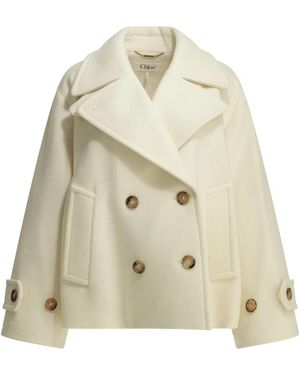 Chloé Short Wool Coat - Natural