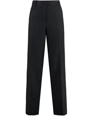 MICHAEL Michael Kors Pinstriped Wool Pants Straight - Black