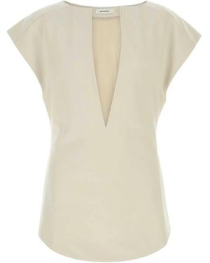 Entire studios Sand Stretch Polyester Blend Deep Vee Tank Top - White