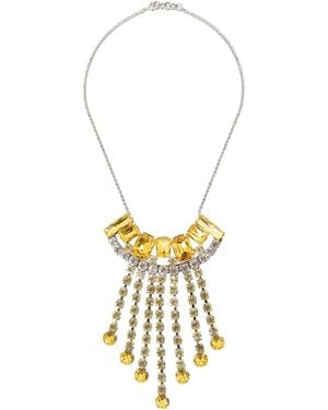 Dries Van Noten Statement Brass Necklace With Strass Charms - Metallic