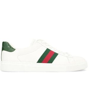 Gucci Ace Leather Low-Top Trainers - White
