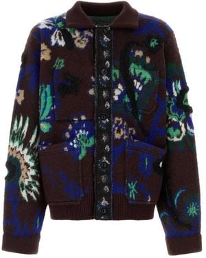 Sacai Floral Jacquard Knit Blouson - Black