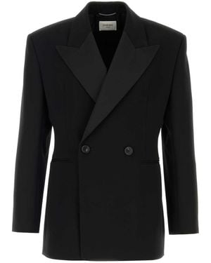 Saint Laurent Veste Croise'E Grain De Poudre - Black