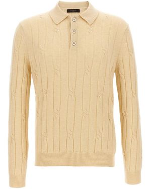 Zanone Braided Wool Polo Shirt - Natural
