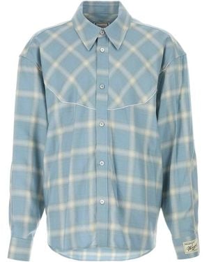 WOOYOUNGMI Embroidered Jersey Oversize Shirt - Blue