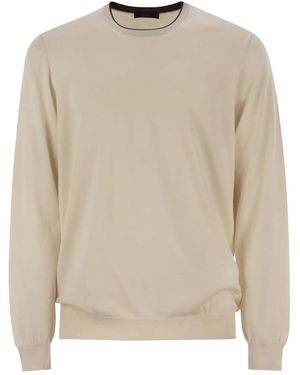 Fay Cotton Crew-Neck Jumper - Natural
